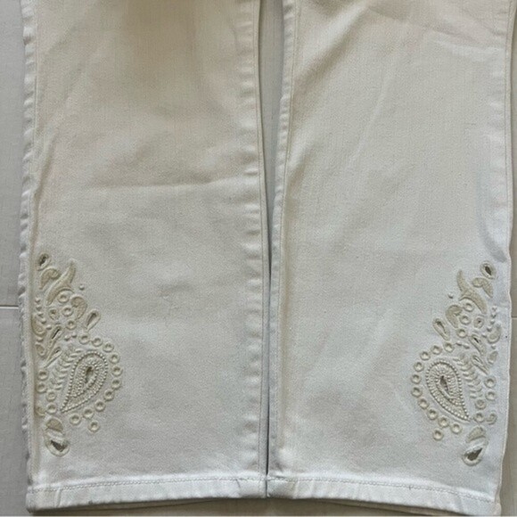 NYDJ Alina Lift Tuck Embroidered Ankle White Stretch Jeans SZ 12 - Picture 9 of 15